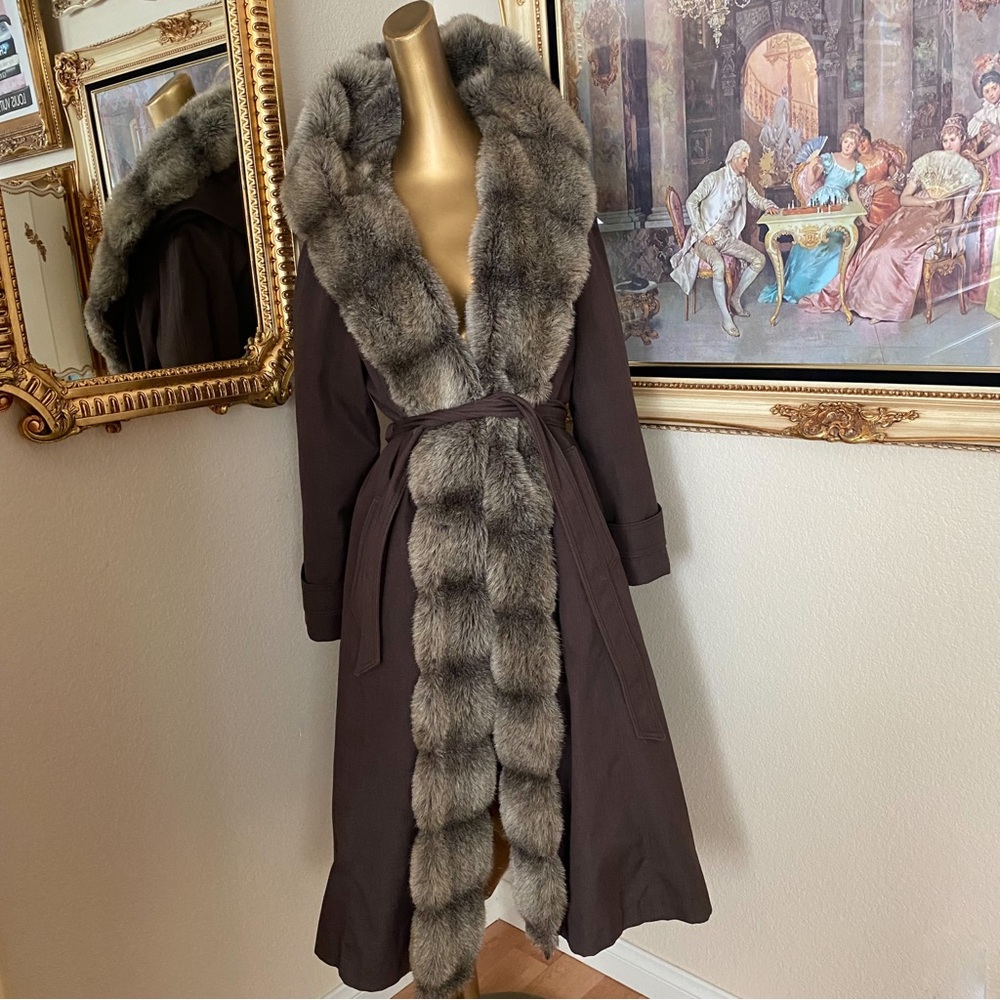 Bonders Exclusive Vintage Faux Fur Trim Coat